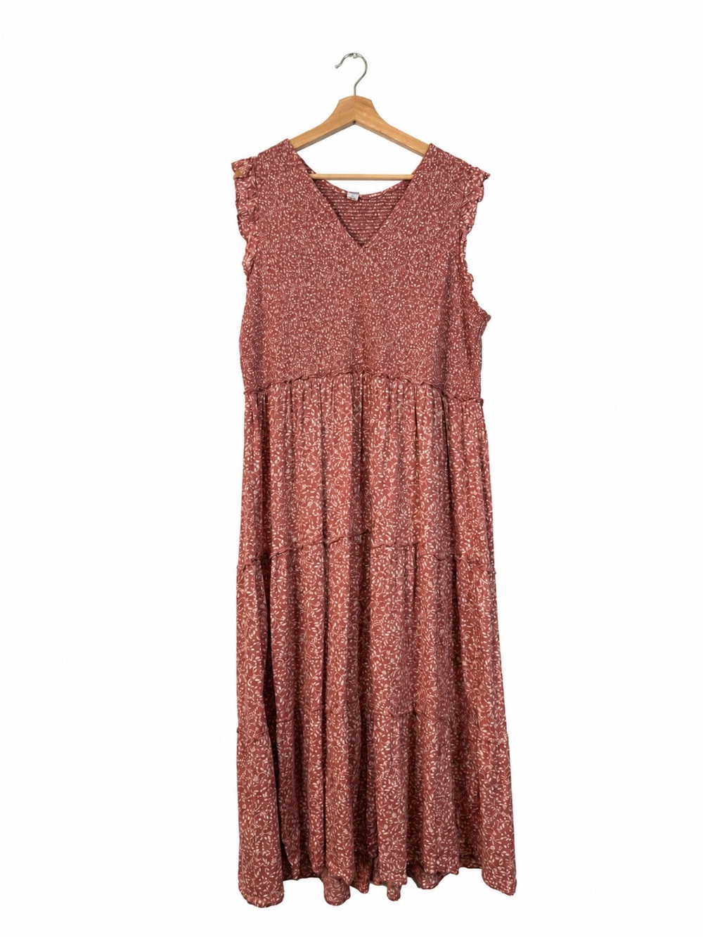 Old Navy Smocked Tiered Dress Peasant Size XXL Cottagecore Boho Floral Fall Cozy